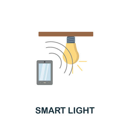 Smart Light flat icon. Colored sign from home security collection. Creative Smart Light icon illustration for web design, infographics and moreのイラスト素材