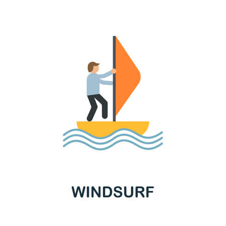 Windsurf icon. Flat sign element from extreme sport collection. Creative Windsurf icon for web design, templates, infographics and moreのイラスト素材