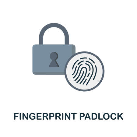 Fingerprint Padlock flat icon. Colored sign from futurictic technology collection. Creative Fingerprint Padlock icon illustration for web design, infographics and moreのイラスト素材