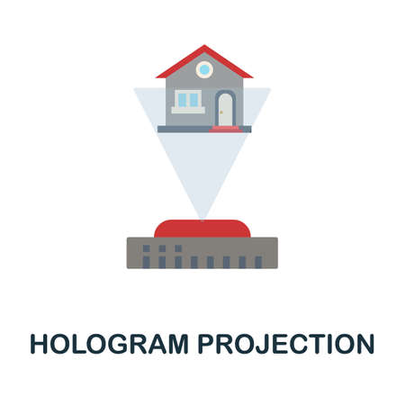 Hologram Projection flat icon. Colored sign from futurictic technology collection. Creative Hologram Projection icon illustration for web design, infographics and moreのイラスト素材