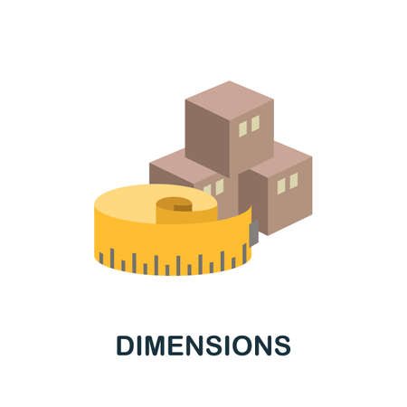 Dimensions flat icon. Simple sign from logistics collection. Creative Dimensions icon illustration for web design, infographics and moreのイラスト素材