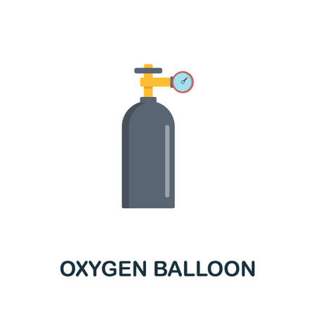 Oxygen Balloon flat icon. Colored sign from oxygen collection. Creative Oxygen Balloon icon illustration for web design, infographics and moreのイラスト素材