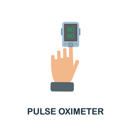 Pulse Oximeter flat icon. Colored sign from oxygen collection. Creative Pulse Oximeter icon illustration for web design, infographics and moreのイラスト素材