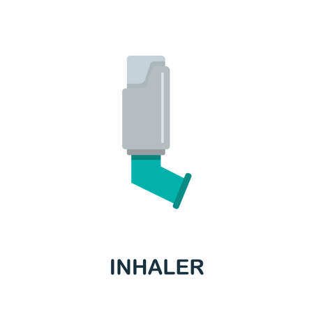 Inhaler flat icon. Colored sign from oxygen collection. Creative Inhaler icon illustration for web design, infographics and moreのイラスト素材