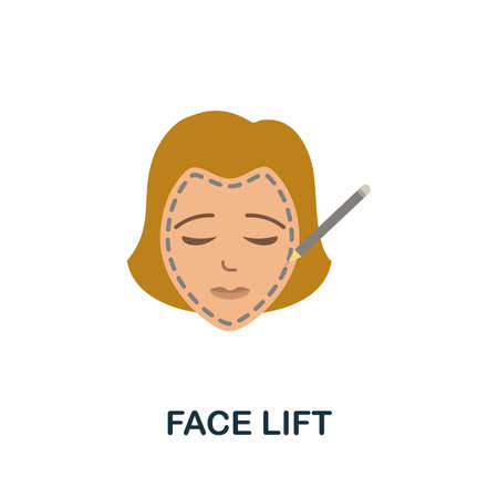 Face Lift flat icon. Colored sign from plastic surgery collection. Creative Face Lift icon illustration for web design, infographics and moreのイラスト素材