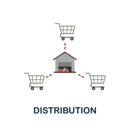 Distribution flat icon. Simple sign from procurement process collection. Creative Distribution icon illustration for web design, infographics and moreのイラスト素材