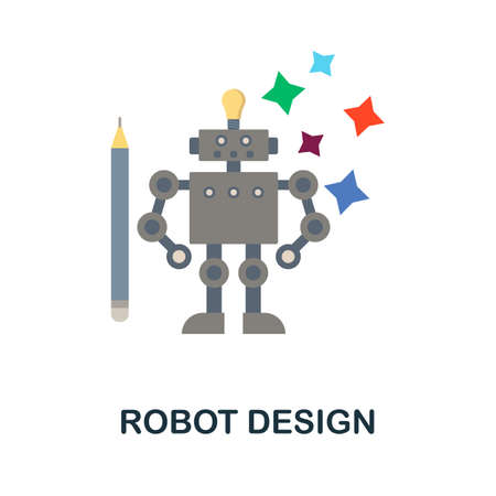 Robot Design flat icon. Colored sign from robotics engineering collection. Creative Robot Design icon illustration for web design, infographics and moreのイラスト素材