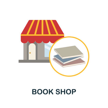 Book Shop flat icon. Colored sign from small business collection. Creative Book Shop icon illustration for web design, infographics and moreのイラスト素材