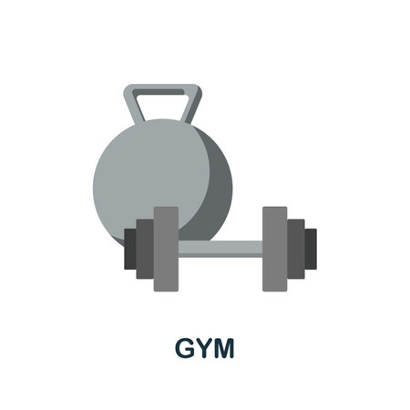 Gym flat icon. Colored sign from small business collection. Creative Gym icon illustration for web design, infographics and moreのイラスト素材