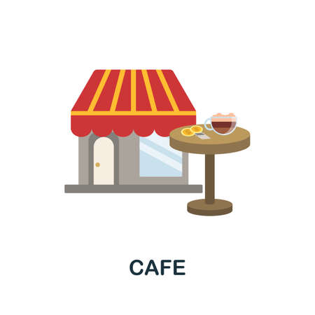 Cafe flat icon. Colored sign from small business collection. Creative Cafe icon illustration for web design, infographics and moreのイラスト素材