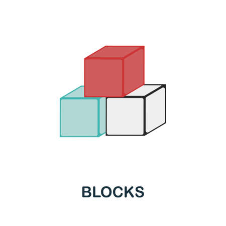 Blocks icon. Flat sign element from table games collection. Creative Blocks icon for web design, templates, infographics and moreのイラスト素材