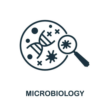 Microbiology icon. Monochrome sign from bioengineering collection. Creative Microbiology icon illustration for web design, infographics and moreのイラスト素材