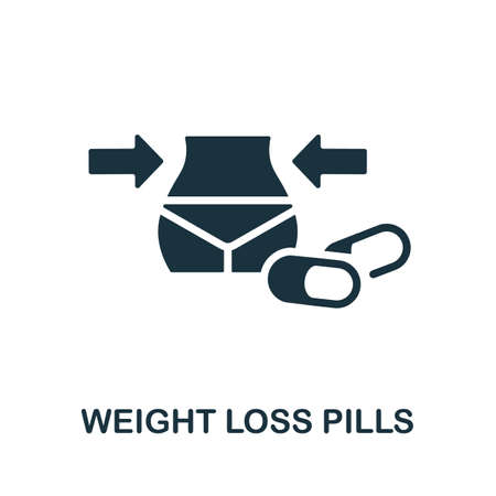 Weight Loss Pills icon. Monochrome sign from diet collection. Creative Weight Loss Pills icon illustration for web design, infographics and moreのイラスト素材