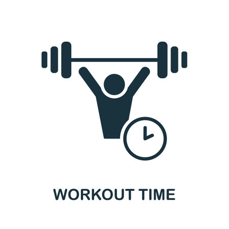 Workout Time icon. Monochrome sign from gym collection. Creative Workout Time icon illustration for web design, infographics and moreのイラスト素材