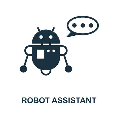 Robot Assistant icon. Monochrome sign from industry 4.0 collection. Creative Robot Assistant icon illustration for web design, infographics and moreのイラスト素材