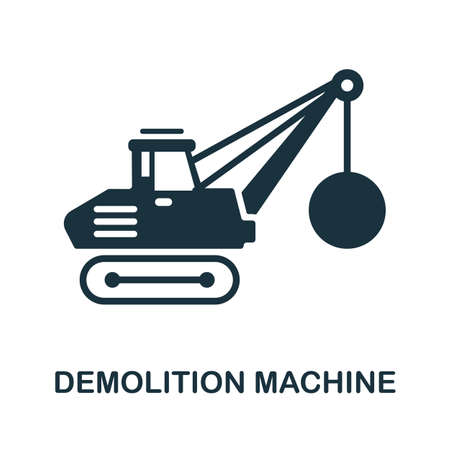 Demolition Machine icon. Monochrome sign from machinery collection. Creative Demolition Machine icon illustration for web design, infographics and moreのイラスト素材