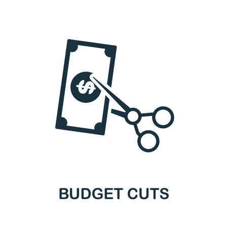 Budget Cuts icon. Monochrome sign from project development collection. Creative Budget Cuts icon illustration for web design, infographics and moreのイラスト素材