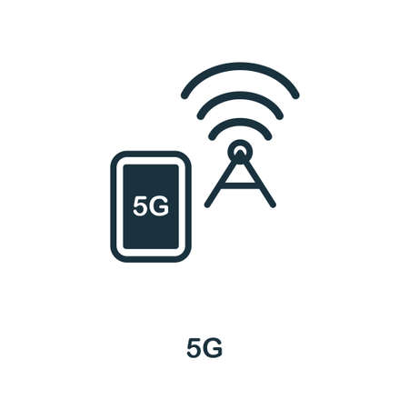5G icon. Monochrome sign from technology collection. Creative 5G icon illustration for web design,...