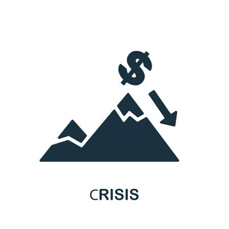 Crisis icon. Monochrome sign from crisis collection. Creative risis icon illustration for web design, infographics and moreのイラスト素材