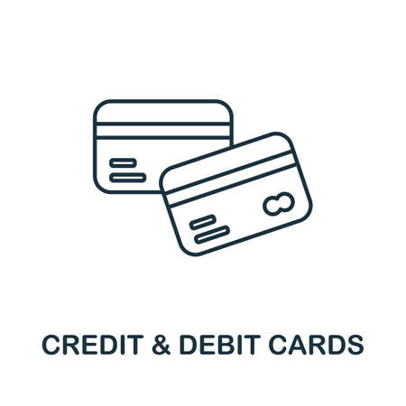 Credit Debit Cards icon. Line element from banking operations collection. Linear Credit Debit Cards icon sign for web design, infographics and more.のイラスト素材