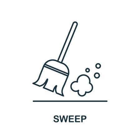 Sweep icon. Line element from cleaning collection. Linear Sweep icon sign for web design, infographics and more.のイラスト素材