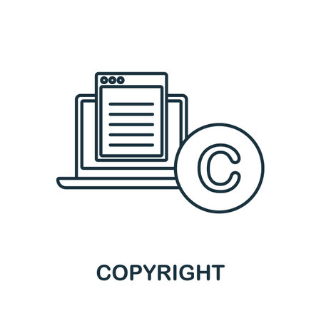 Copyright icon. Line element from content marketing collection. Linear Copyright icon sign for web design, infographics and more.のイラスト素材