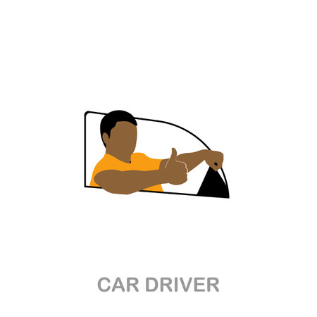 Car Driver flat icon. Colored element sign from transport collection. Flat Car Driver icon sign for web design, infographics and more.のイラスト素材