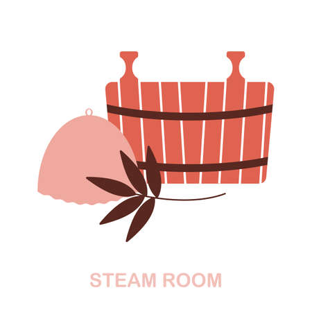 Steam Room flat icon. Colored element sign from spa therapy collection. Flat Steam Room icon sign for web design, infographics and more.のイラスト素材