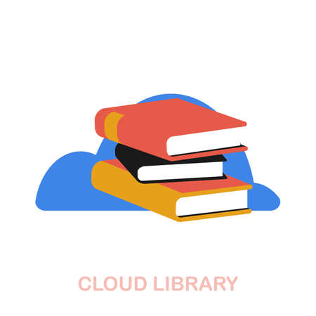 Cloud Library flat icon. Colored element sign from online education collection. Flat Cloud Library icon sign for web design, infographics and more.のイラスト素材