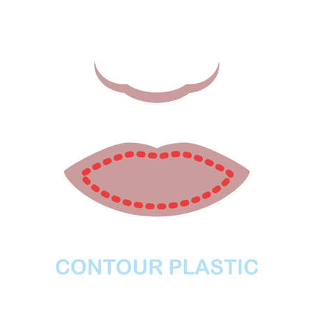 Contour Plastic flat icon. Colored element sign from cosmetology collection. Flat Contour Plastic icon sign for web design, infographics and more.のイラスト素材