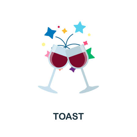 Toast flat icon. Colored element sign from celebration collection. Flat Toast icon sign for web design, infographics and more.のイラスト素材