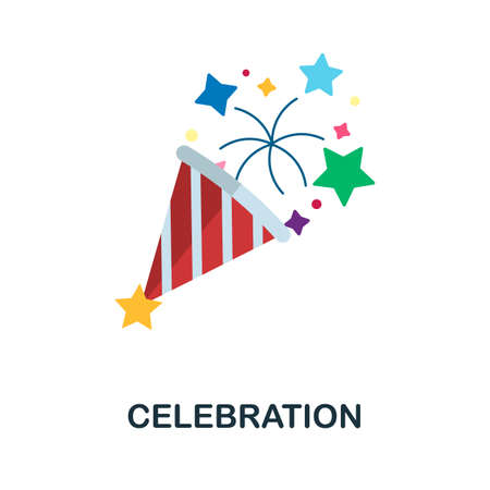 Celebration flat icon. Colored element sign from celebration collection. Flat Celebration icon sign for web design, infographics and more.のイラスト素材