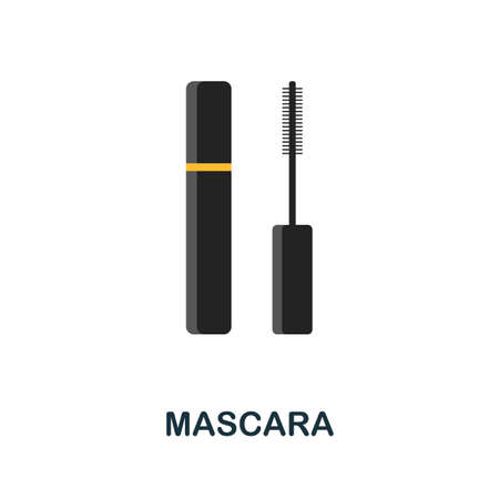 Mascara flat icon. Colored element sign from cosmetics collection. Flat Mascara icon sign for web design, infographics and more.のイラスト素材