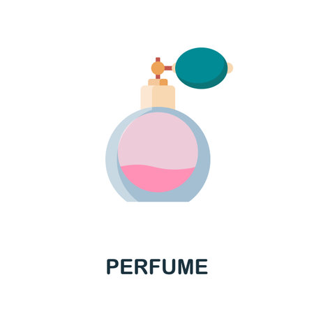 Perfume flat icon. Colored element sign from cosmetics collection. Flat Perfume icon sign for web design, infographics and more.のイラスト素材