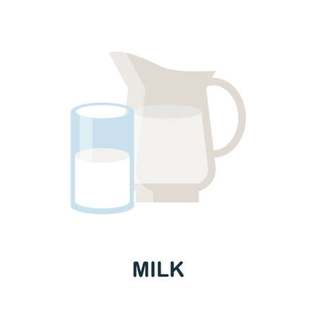 Milk flat icon. Colored element sign from drinks collection. Flat Milk icon sign for web design, infographics and more.のイラスト素材
