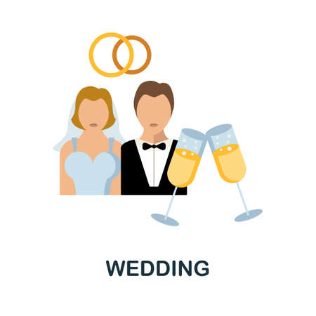 Wedding flat icon. Colored element sign from family collection. Flat Wedding icon sign for web design, infographics and more.のイラスト素材