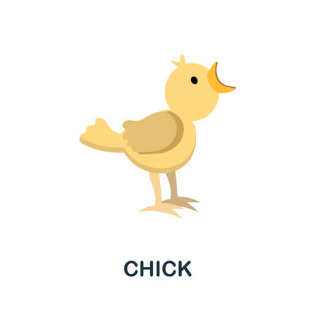 Chick flat icon. Colored element sign from farm animals collection. Flat Chick icon sign for web design, infographics and more.のイラスト素材