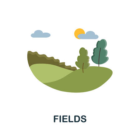 Fields flat icon. Colored element sign from nature collection. Flat Fields icon sign for web design, infographics and more.のイラスト素材