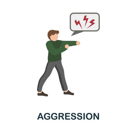 Aggression flat icon. Colored element sign from psychological disorders collection. Flat Aggression icon sign for web design, infographics and more.のイラスト素材