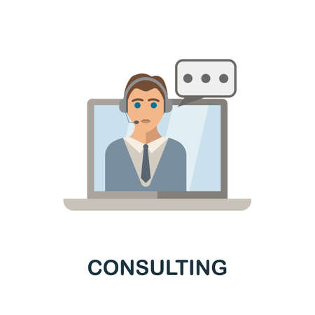 Consulting flat icon. Colored element sign from recruitment collection. Flat Consulting icon sign for web design, infographics and more.のイラスト素材