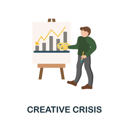 Creative Crisis flat icon. Colored element sign from creative professions collection. Flat Creative Crisis icon sign for web design, infographics and more.のイラスト素材