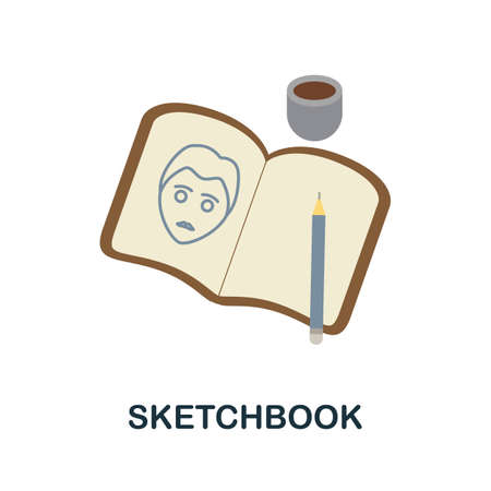 Sketchbook flat icon. Colored element sign from creative professions collection. Flat Sketchbook icon sign for web design, infographics and more.のイラスト素材