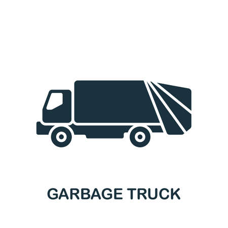 Garbage Truck icon. Monochrome simple icon for templates, web design and infographicsのイラスト素材
