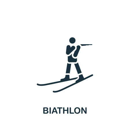 Biathlon icon. Monochrome simple icon for templates, web design and infographicsのイラスト素材
