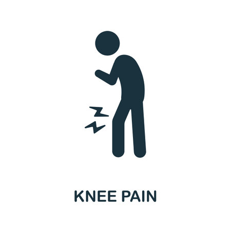 Knee Pain flat icon. Colored element sign from body ache collection. Flat Knee Pain icon sign for web design, infographics and more.のイラスト素材
