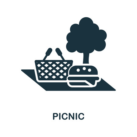 Picnic icon. Monochrome simple Picnic icon for templates, web design and infographicsのイラスト素材