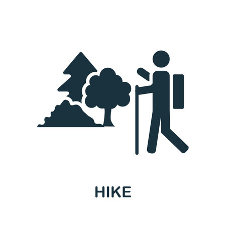 Hike icon. Monochrome simple Hike icon for templates, web design and infographicsのイラスト素材