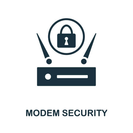 Modem Security flat icon. Colored element sign from internet security collection. Flat Modem Security icon sign for web design, infographics and more.のイラスト素材