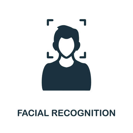 Facial Recognition flat icon. Colored element sign from internet security collection. Flat Facial Recognition icon sign for web design, infographics and more.のイラスト素材