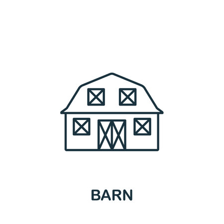 Barn icon. Line simple Barn icon for templates, web design and infographicsのイラスト素材